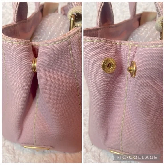 Prada Canapa RARE Light Pink Small Canvas Tote Shoulder Crossbody Bag w/ Strap